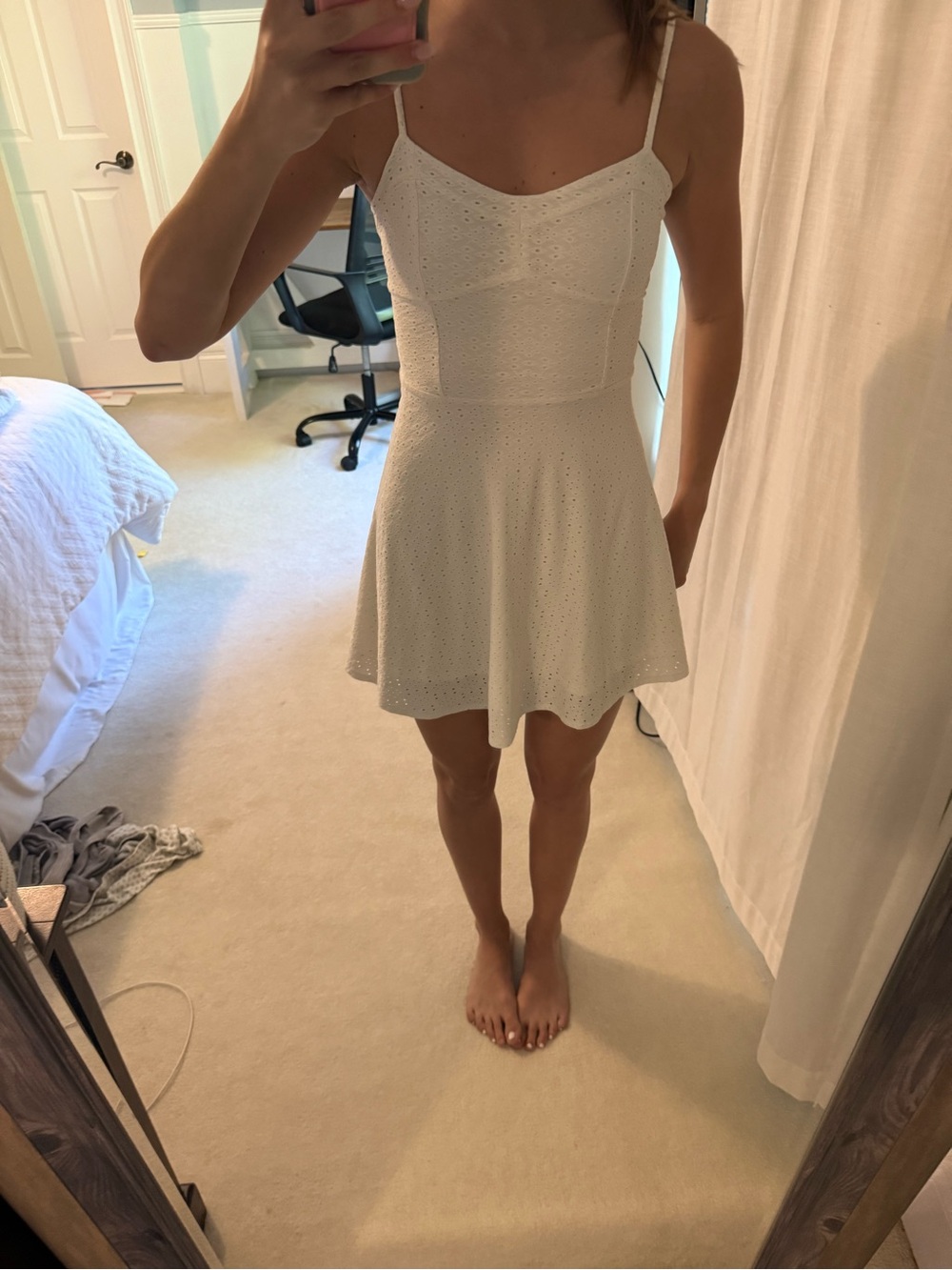 Aeropostale White Eyelet Spaghetti-Strap Mini Dress